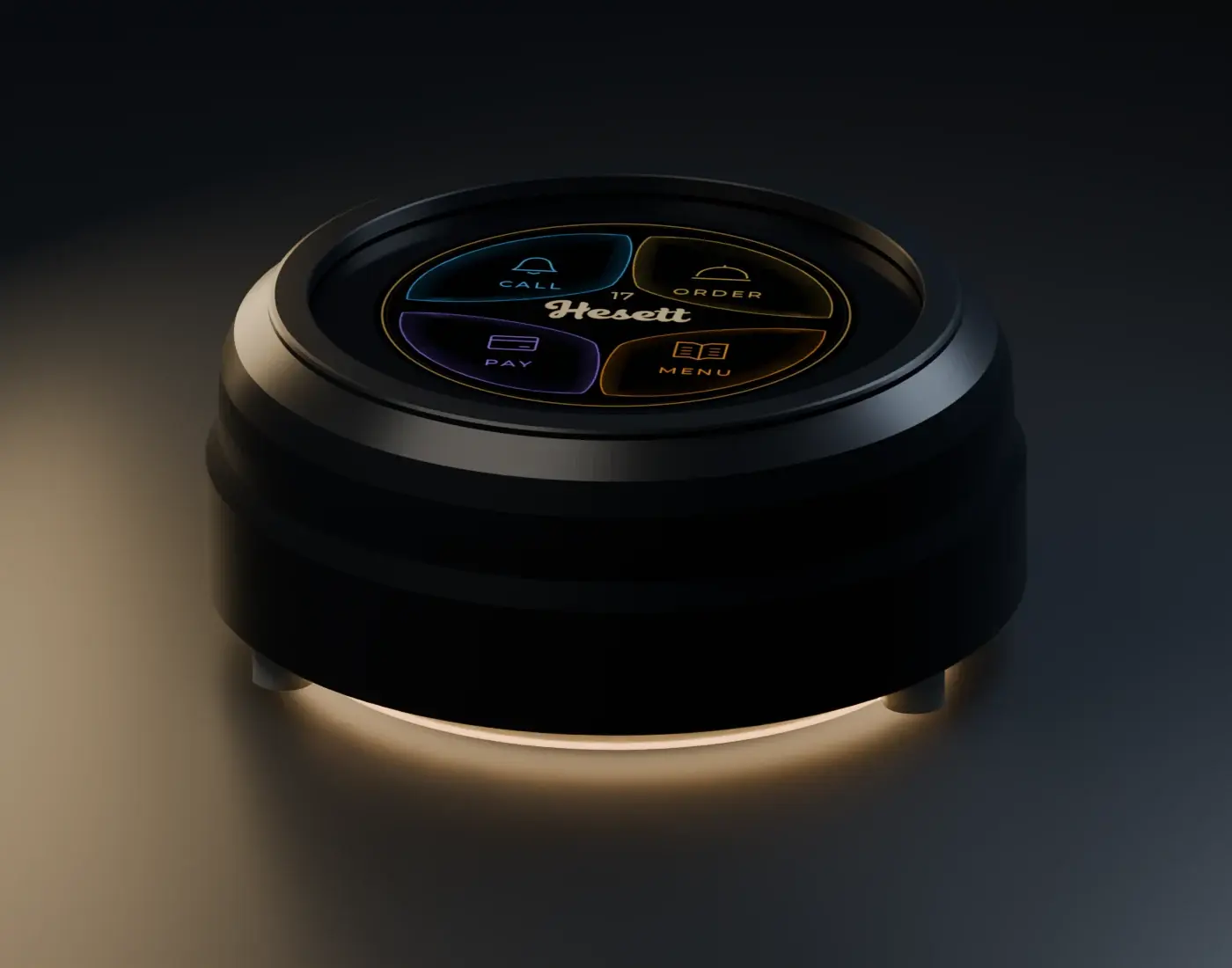 The Hesett table button, underglow: Champagne